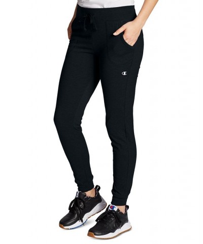 Women's Cotton Jersey Full Length Joggers Black $21.20 Pants