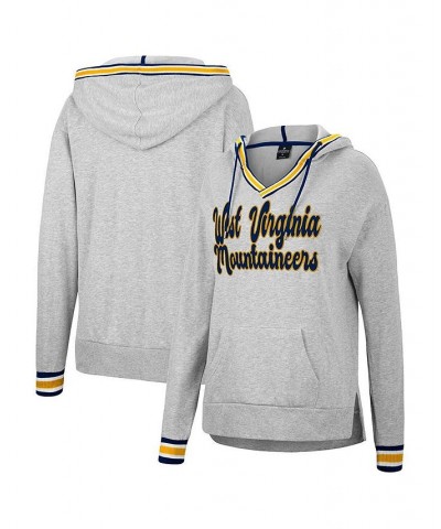 Women's Heathered Gray West Virginia Mountaineers Andy V-Neck Pullover Hoodie Heathered Gray $28.60 Sweatshirts