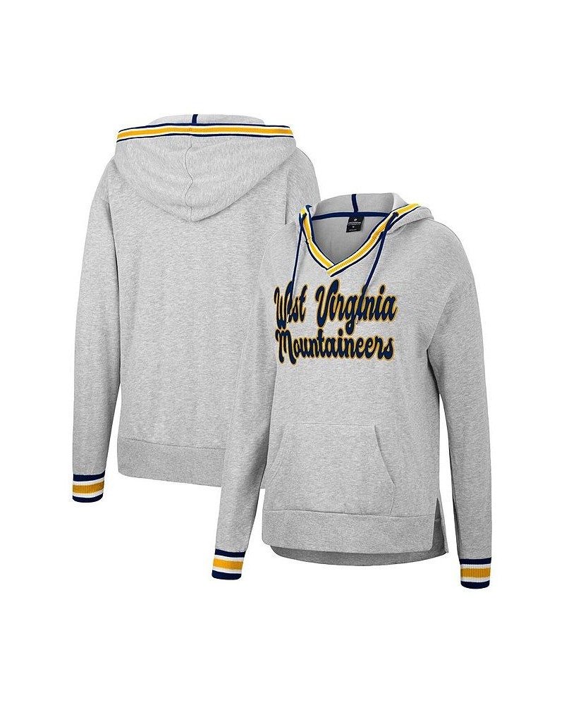 Women's Heathered Gray West Virginia Mountaineers Andy V-Neck Pullover Hoodie Heathered Gray $28.60 Sweatshirts