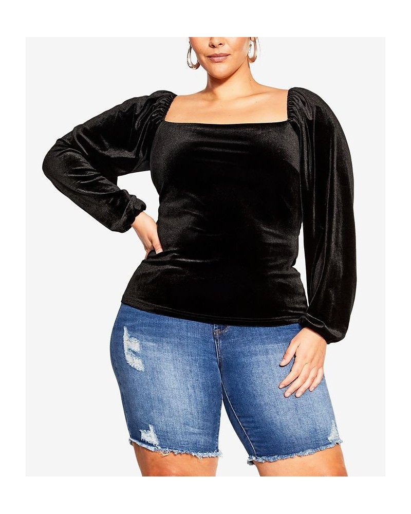 Trendy Plus Size Rebecca Long Sleeve Top Black $31.50 Tops