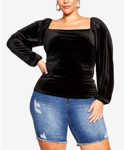 Trendy Plus Size Rebecca Long Sleeve Top Black $31.50 Tops