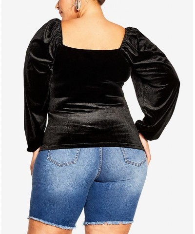 Trendy Plus Size Rebecca Long Sleeve Top Black $31.50 Tops