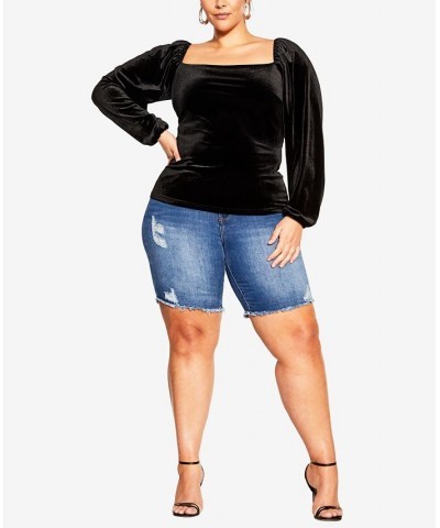 Trendy Plus Size Rebecca Long Sleeve Top Black $31.50 Tops