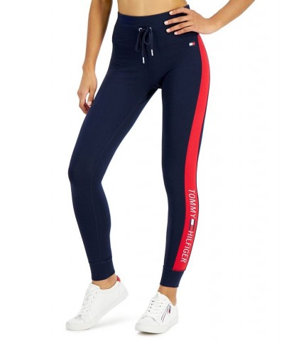 Women's Logo-Stripe High-Rise Full-Length Leggings Blue $16.70 Pants