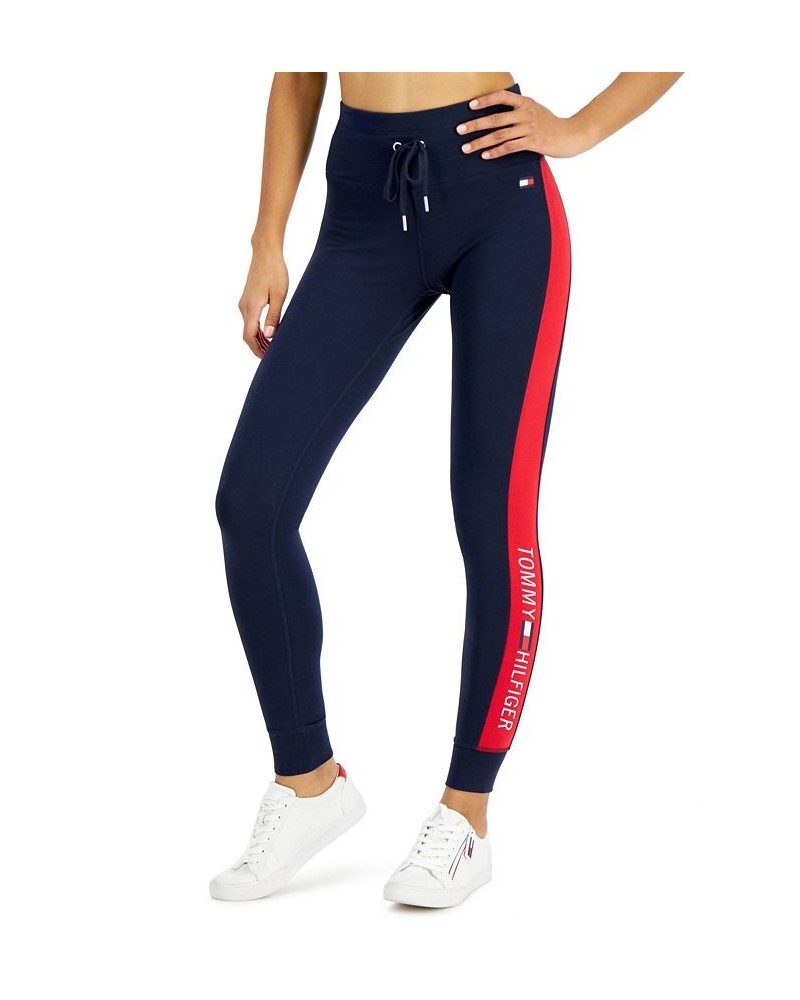 Women's Logo-Stripe High-Rise Full-Length Leggings Blue $16.70 Pants