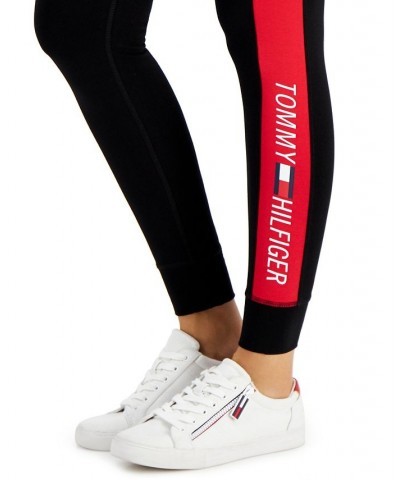 Women's Logo-Stripe High-Rise Full-Length Leggings Blue $16.70 Pants