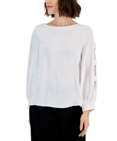 Women's Cutout-Sleeve Boat-Neck Blouse White Star $39.38 Tops