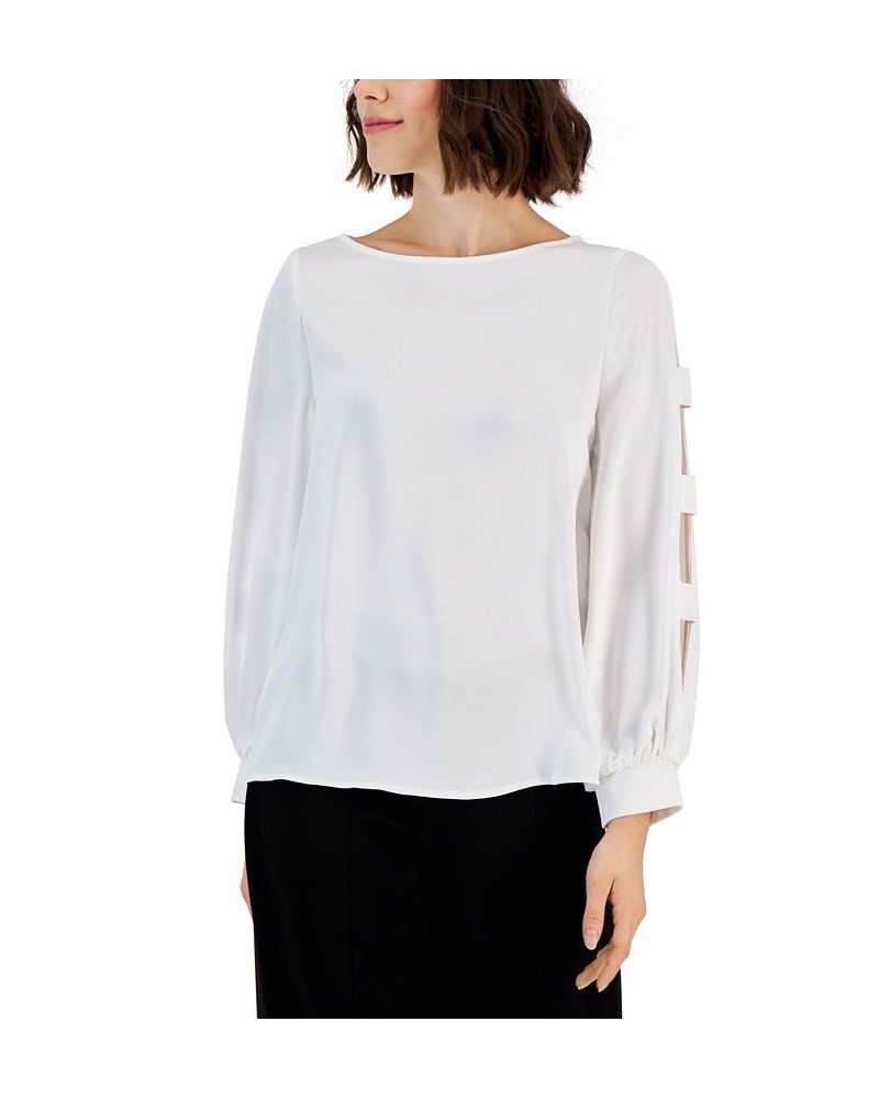 Women's Cutout-Sleeve Boat-Neck Blouse White Star $39.38 Tops