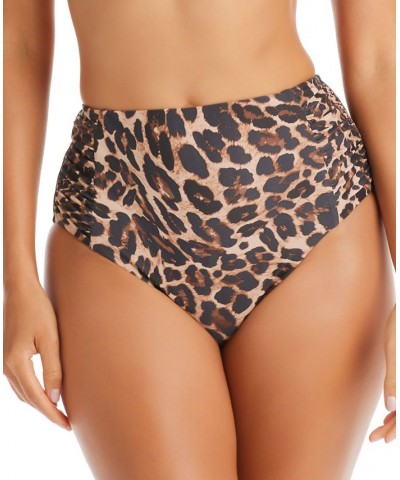 Women's Cheetah-Print High Waist Full Coverage Swim Bottoms Natural $29.00 Swimsuits