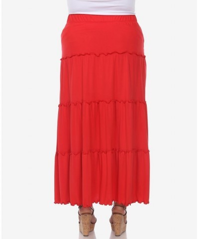 Plus Size Tiered Maxi Skirt Red $31.28 Skirts