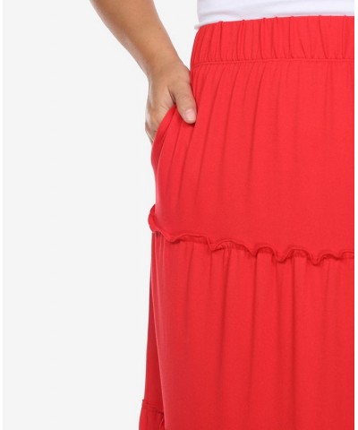 Plus Size Tiered Maxi Skirt Red $31.28 Skirts