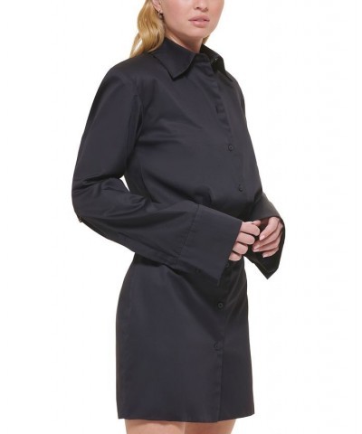 Women's X-Fit Cotton Strong-Shoulder Shirtdress Black $77.74 Dresses