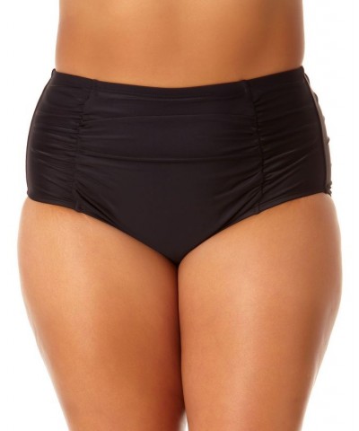 Plus Size Molded Strappy Bikini Top & High-Waist Bottoms Rich Black $25.64 Swimsuits