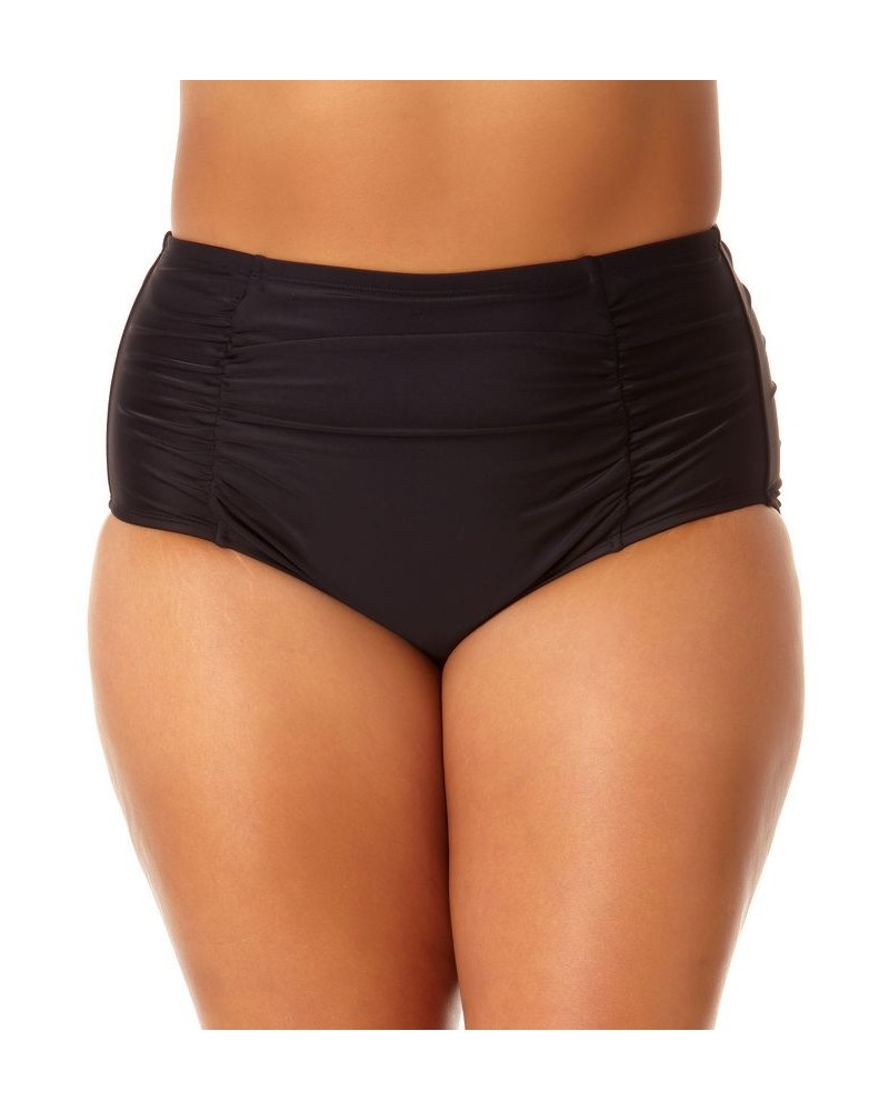 Plus Size Molded Strappy Bikini Top & High-Waist Bottoms Rich Black $25.64 Swimsuits