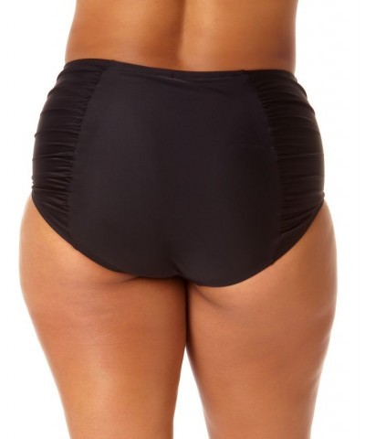 Plus Size Molded Strappy Bikini Top & High-Waist Bottoms Rich Black $25.64 Swimsuits