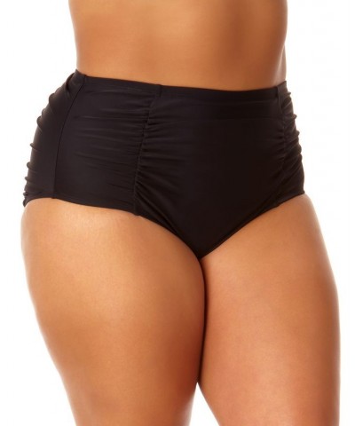 Plus Size Molded Strappy Bikini Top & High-Waist Bottoms Rich Black $25.64 Swimsuits