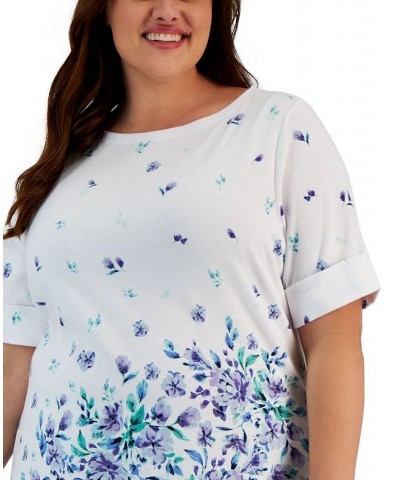 Plus Size Tulerie Dream Printed Elbow-Sleeve Top White $14.24 Tops