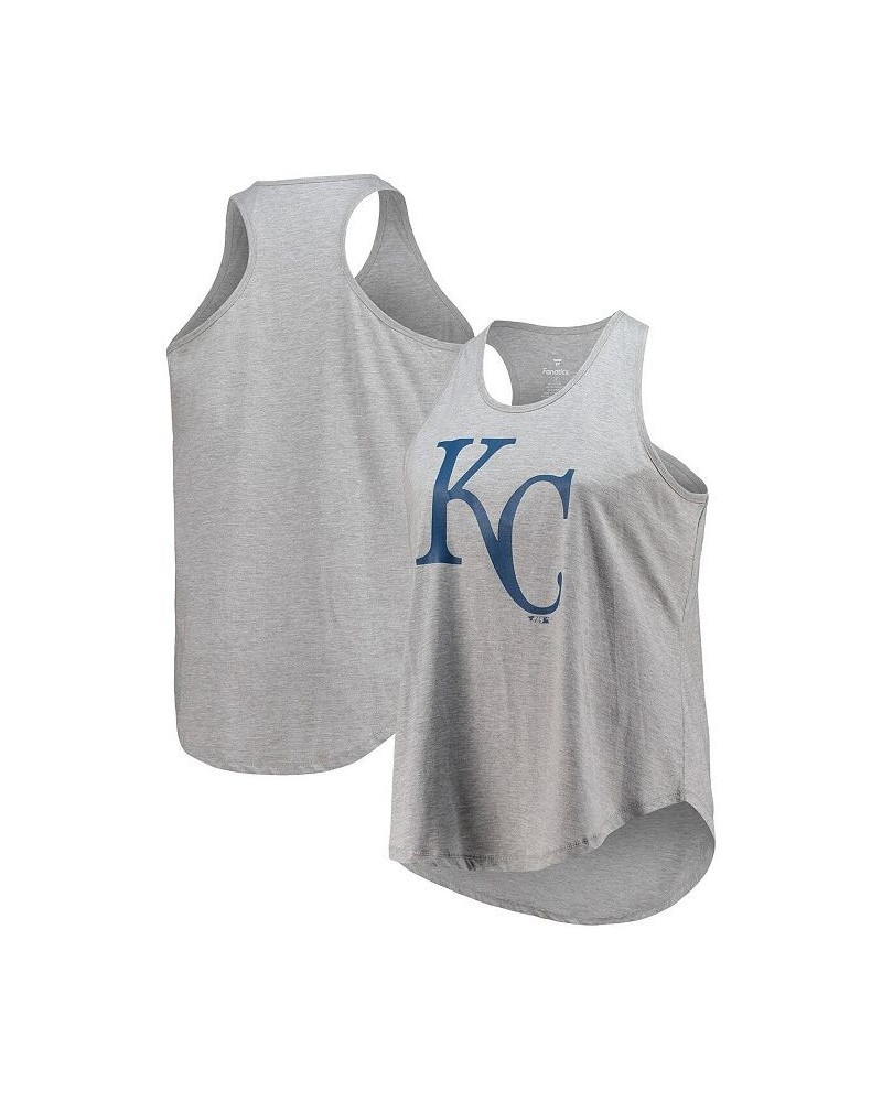 Women's Heather Gray Kansas City Royals Plus Size Racerback Scoop Neck Tank Top Heather Gray $20.25 Tops