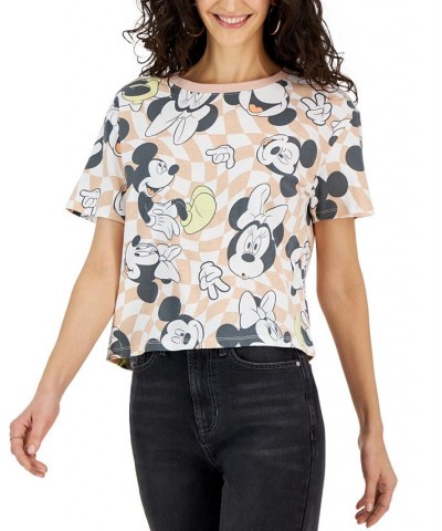 Juniors' Mickey and Minnie Crewneck Graphic T-Shirt White/peachy Keen $9.68 Tops
