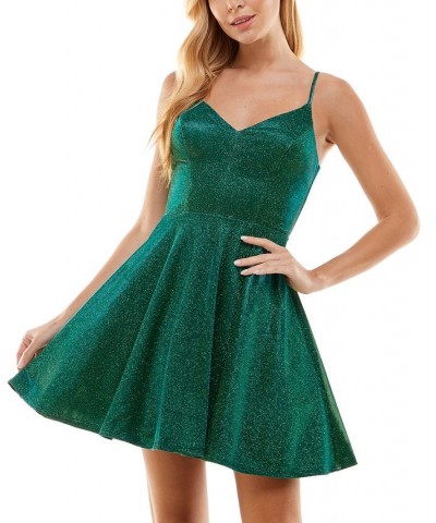 Juniors' Glitter Fit & Flare Dress Emerald $47.17 Dresses
