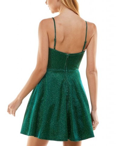 Juniors' Glitter Fit & Flare Dress Emerald $47.17 Dresses