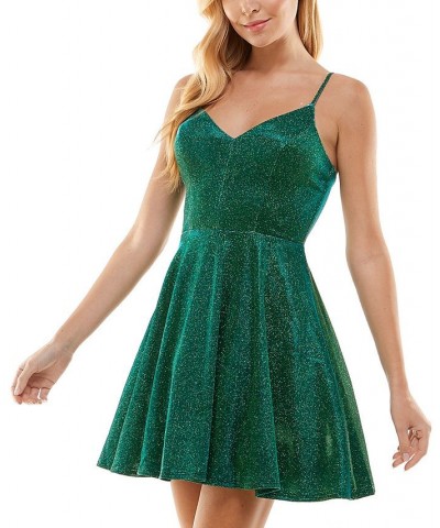 Juniors' Glitter Fit & Flare Dress Emerald $47.17 Dresses