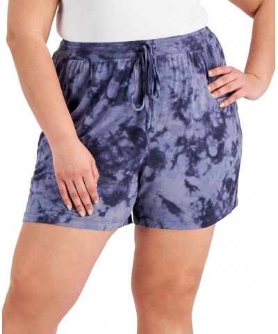 Plus Size Super Soft Printed Pajama Shorts Blue $9.50 Sleepwear