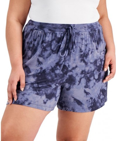 Plus Size Super Soft Printed Pajama Shorts Blue $9.50 Sleepwear