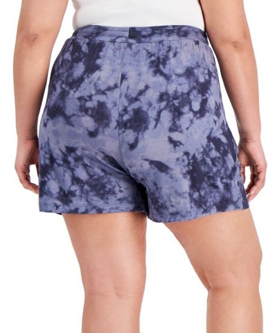 Plus Size Super Soft Printed Pajama Shorts Blue $9.50 Sleepwear