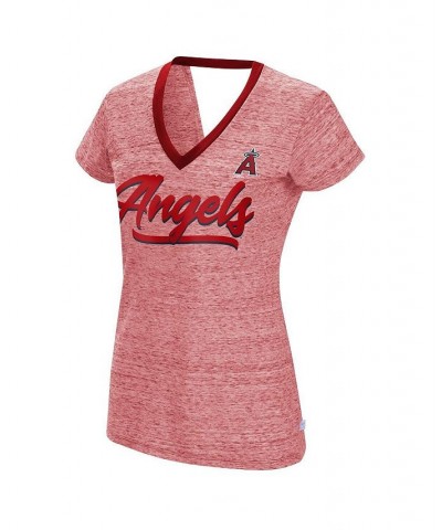 Women's Red Los Angeles Angels Halftime Back Wrap Top V-Neck T-shirt Red $28.49 Tops