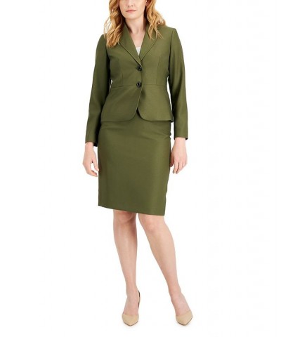 Women's Two-Button Skirt Suit Regular and Petite Sizes Green $40.80 Skirts