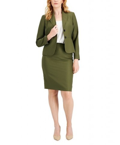 Women's Two-Button Skirt Suit Regular and Petite Sizes Green $40.80 Skirts