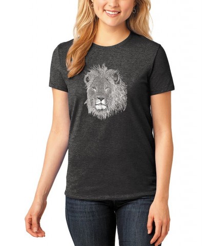 Women's Premium Blend Word Art Lion T-shirt Black $17.39 Tops