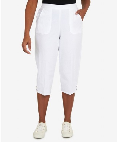 Petite Criss Cross Structured Capri Pants White $30.94 Pants