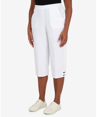 Petite Criss Cross Structured Capri Pants White $30.94 Pants