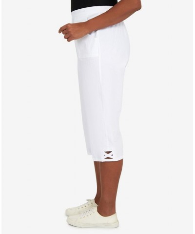 Petite Criss Cross Structured Capri Pants White $30.94 Pants