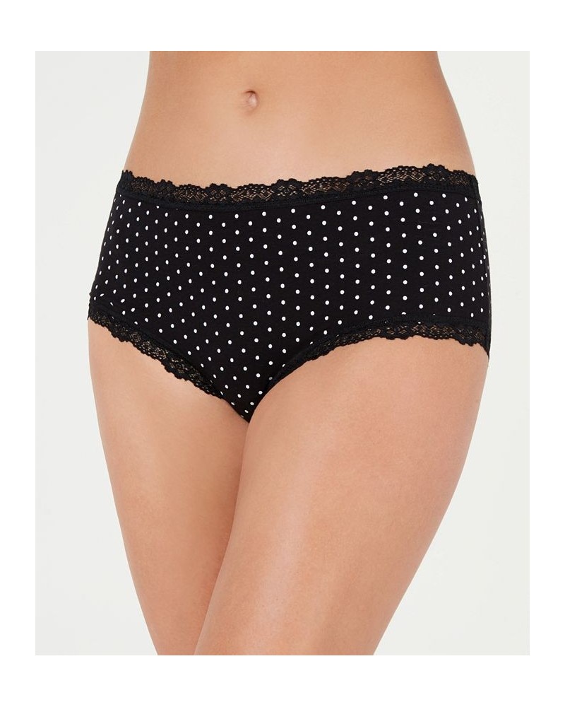 Women’s Lace Trim Hipster Underwear Black Dot $14.24 Panty