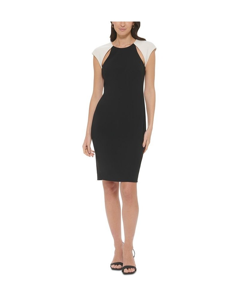 Women's Colorblocked Cutout Sheath Dress Black/Pearl $47.52 Dresses