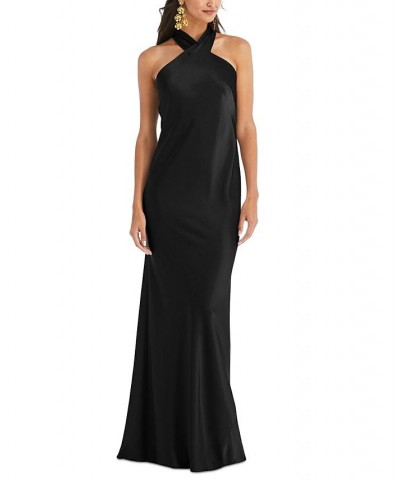 Lovely Draped Halter Gown Black $93.99 Dresses