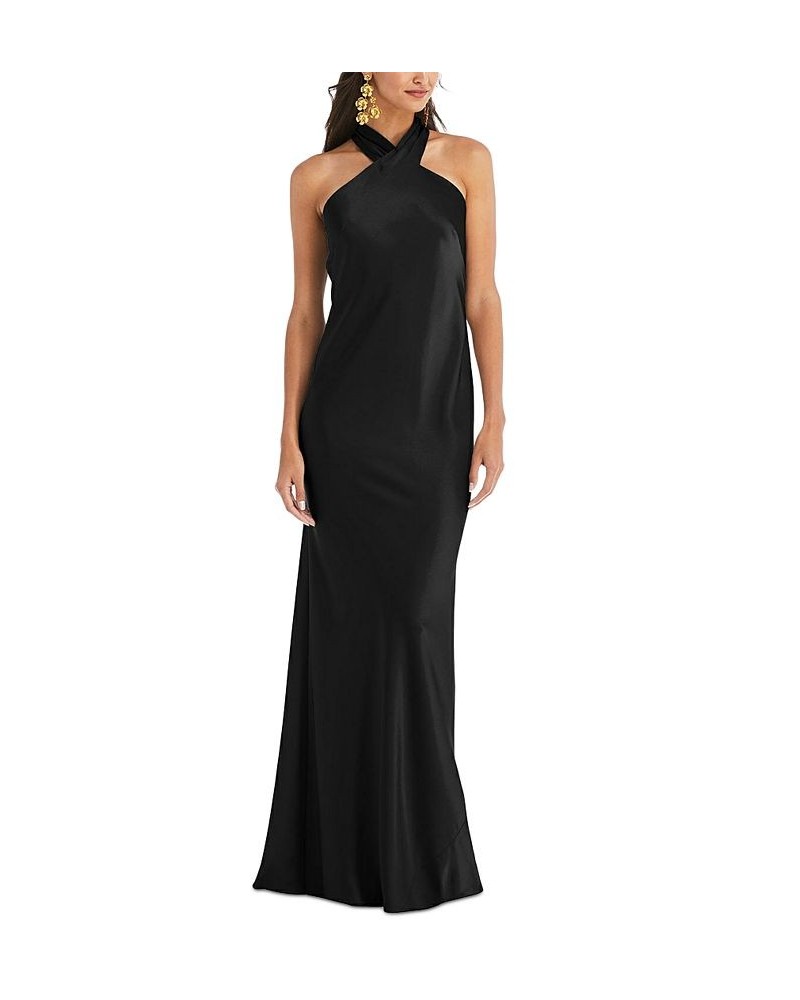 Lovely Draped Halter Gown Black $93.99 Dresses