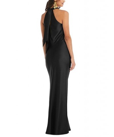 Lovely Draped Halter Gown Black $93.99 Dresses