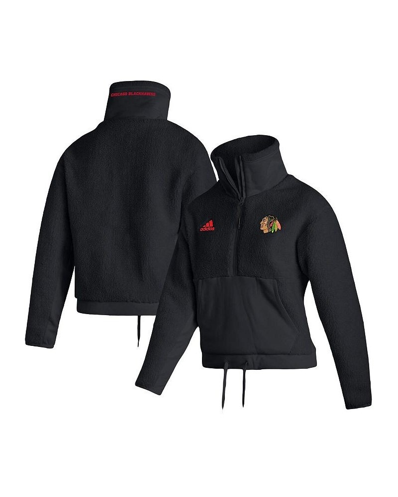 Women's Black Chicago Blackhawks Sherpa Half-Zip Jacket Black $43.00 Jackets