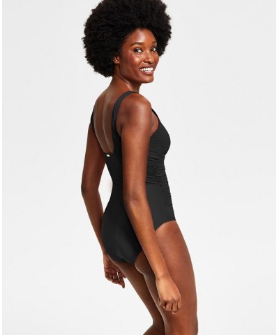 Ralph Lauren Ring Over The Shoulder One Piece Swimsuit Black $72.85 Swimsuits