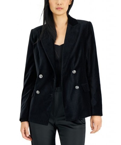 Women's Velvet Double-Breasted Jacket Black $133.25 Jackets