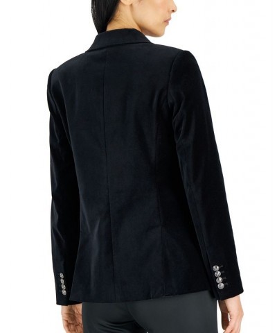 Women's Velvet Double-Breasted Jacket Black $133.25 Jackets