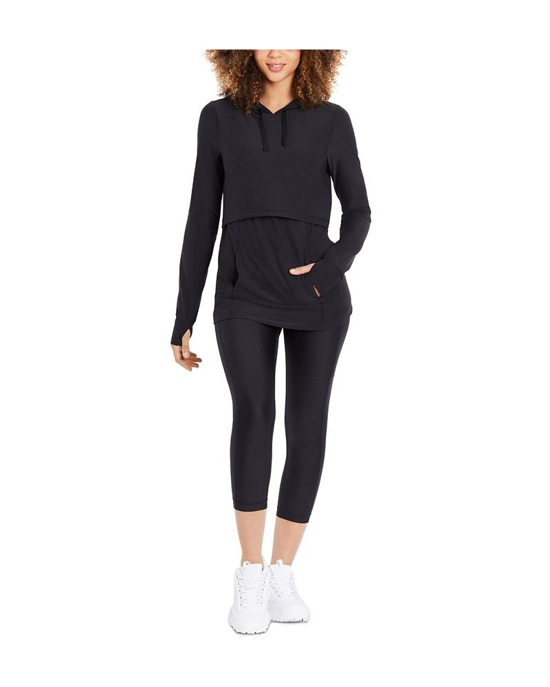 Tiered Nursing Hoodie Black $26.50 Tops