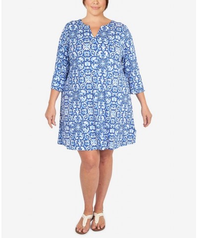Plus Size Floral Dress Sky Blue Multi $42.12 Dresses