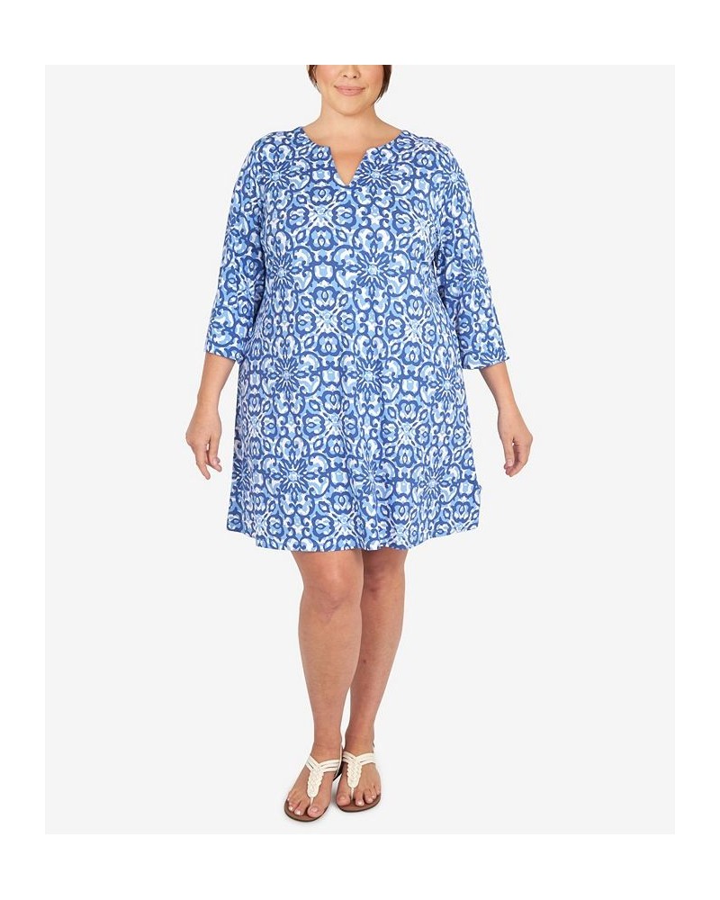 Plus Size Floral Dress Sky Blue Multi $42.12 Dresses