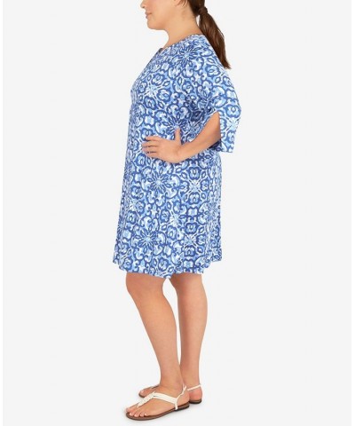 Plus Size Floral Dress Sky Blue Multi $42.12 Dresses