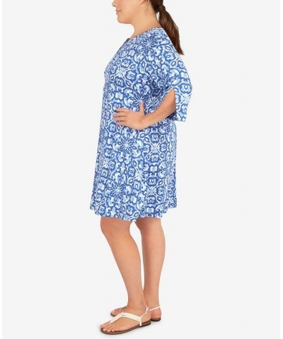 Plus Size Floral Dress Sky Blue Multi $42.12 Dresses